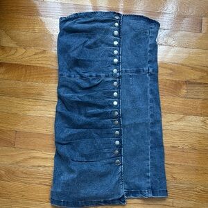 Denim Button-Up strapless Dress